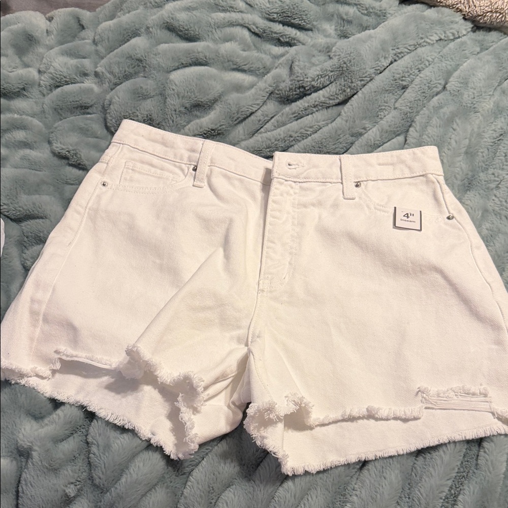 Time and tru White Frayed Hem Womens Denim Shorts